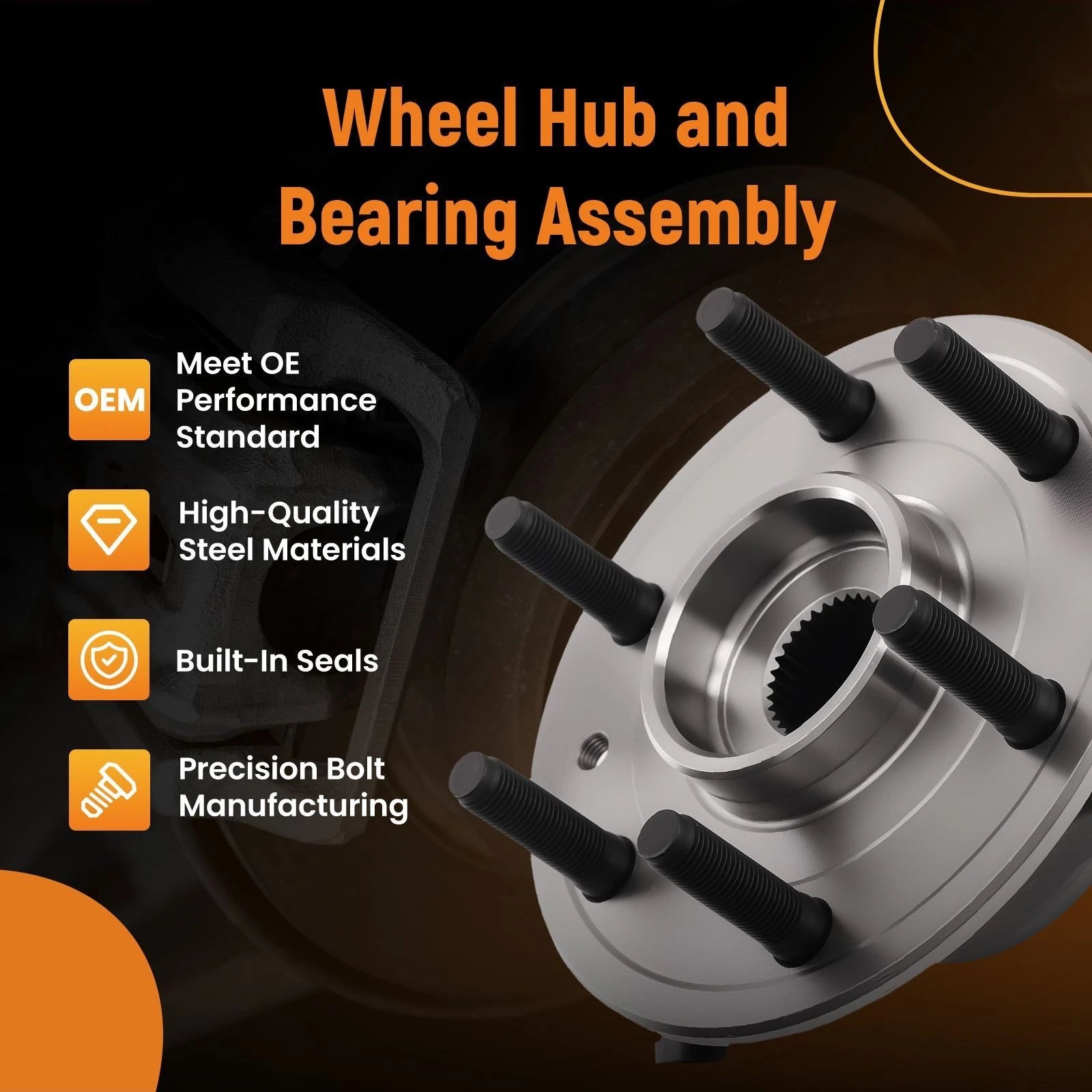 Front Wheel Hub & Bearing Assembly for RAM 1500 (2019–2023) 4WD 515179 68237141AC