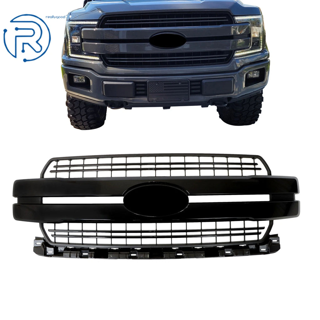 Front Grille for Ford F150 Lariat (2018–2020) Gloss Black Lariat Style
