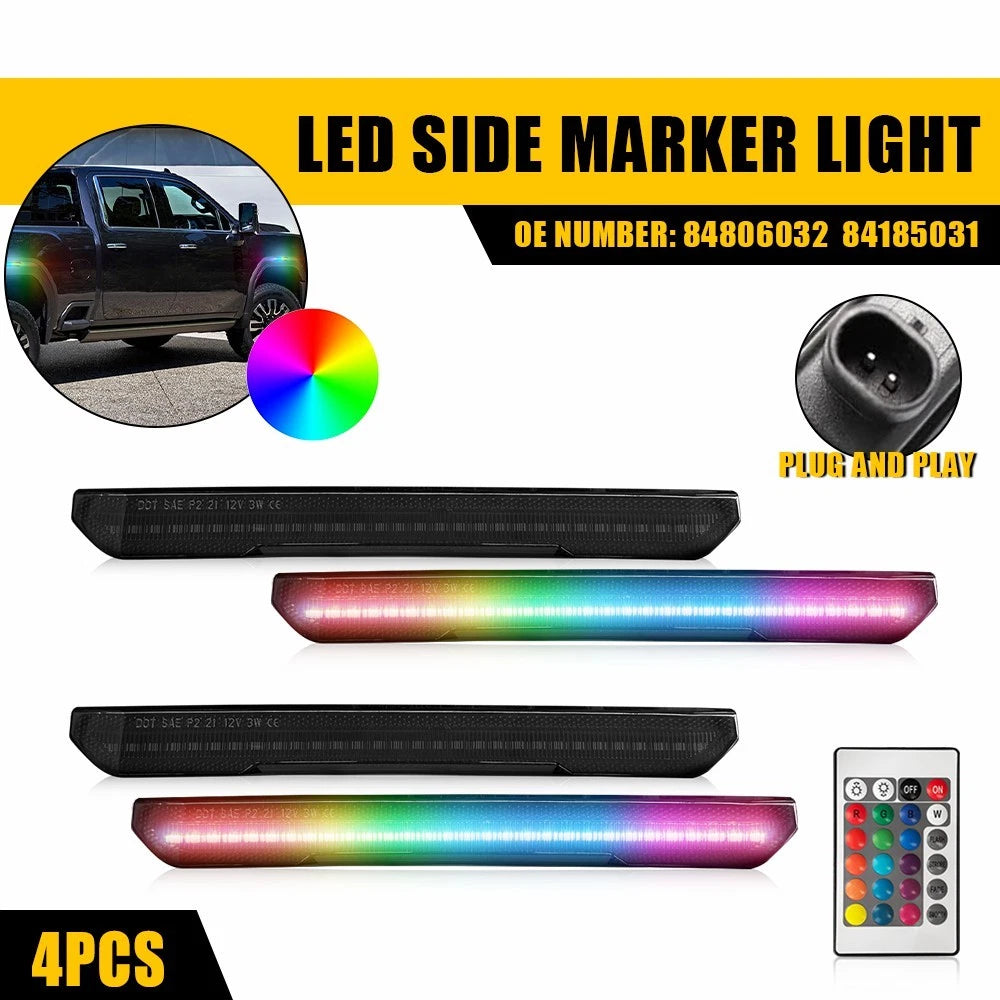 RGB LED Side Marker Reflector Lights for GMC Sierra 2500HD 3500HD (2020–2023)