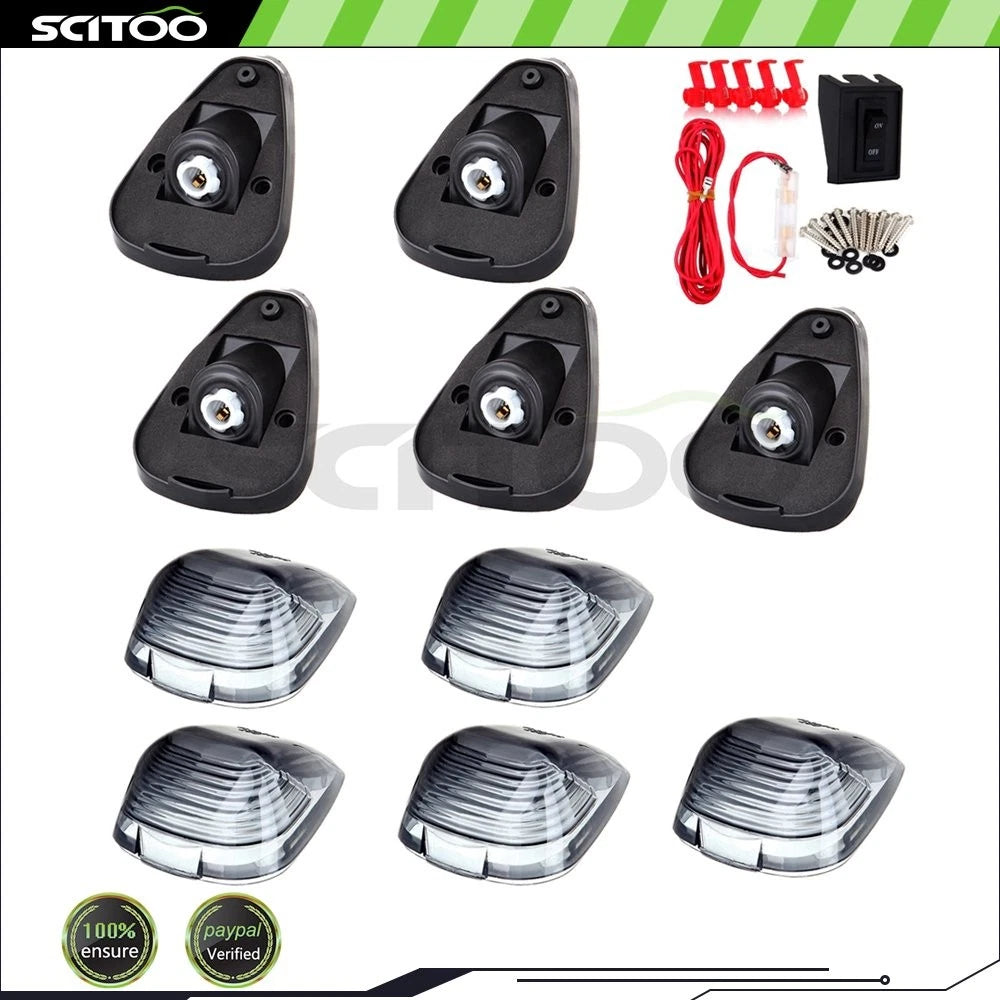 5X Smoke Lens Cab Marker Clearance Light T10 w/ Base for