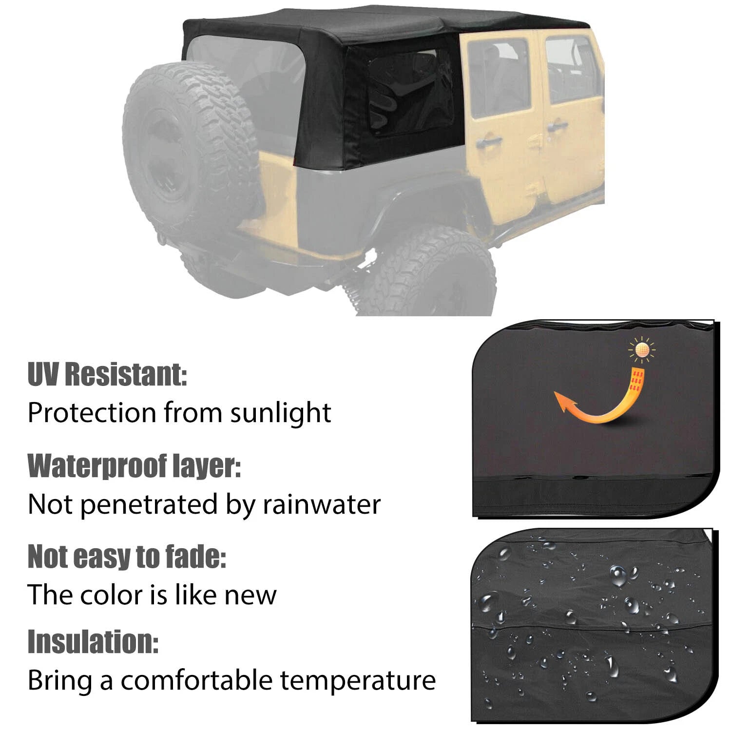 Soft Top with Tinted Windows for Jeep Wrangler JK Unlimited (2007-2009)
