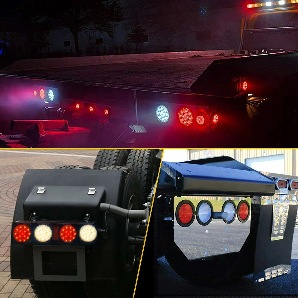 Set of 2 4" Round LED Trailer Truck Turn Stop Tail Brake Lights for Trailer