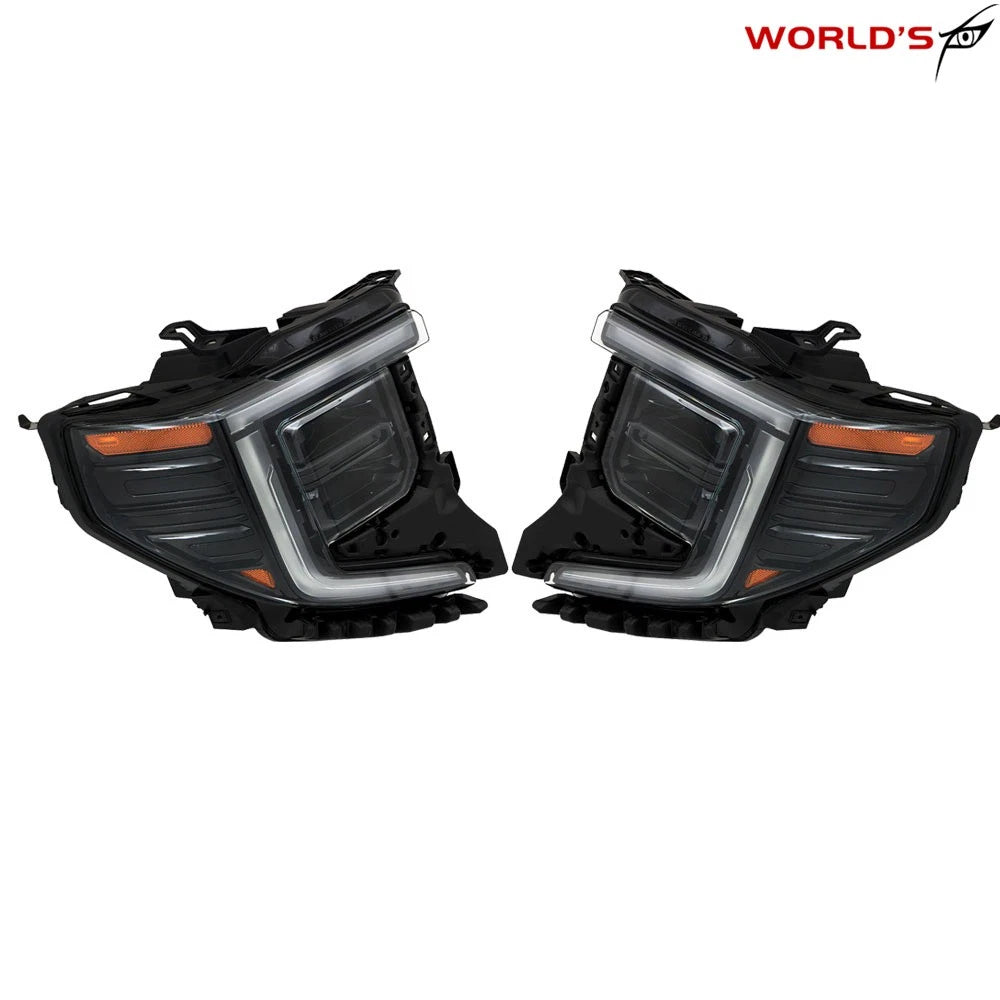 Pair of Full LED Black Headlights for GMC Sierra 1500 (2022–2024)