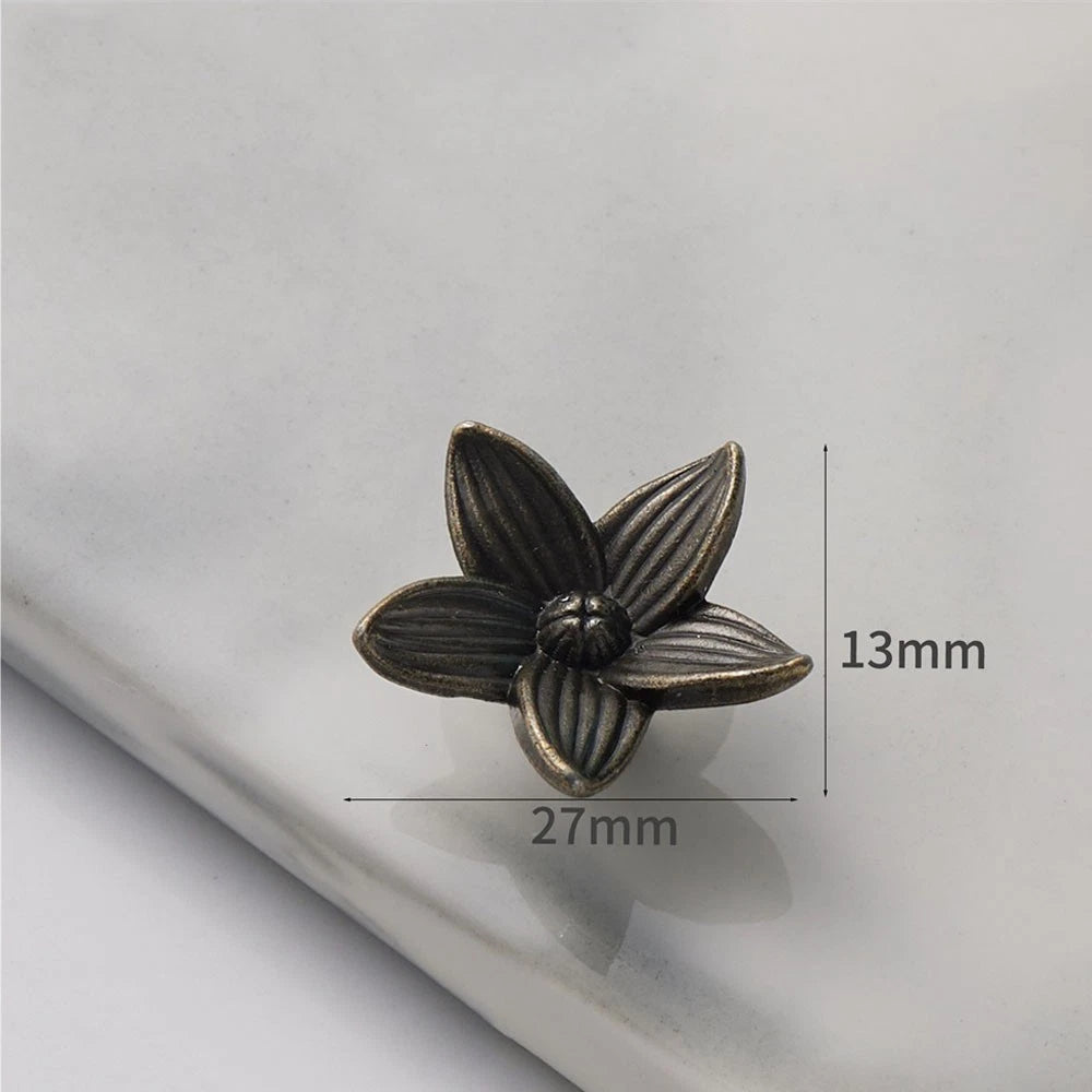 5X Vintage Flower Drawer Pull Handles for Furniture Cabinet Jewelry Box