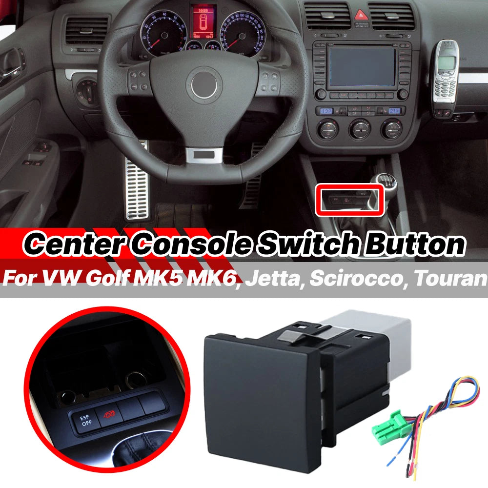 Transmission Gear Box Center Console Switch Button for VW Golf Mk5 Mk6 (2003–2014)