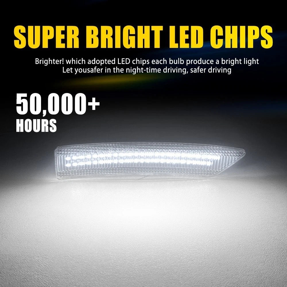 2X LED Side Marker Lights for Ford Mustang S650 (2024–2025) Clear Lens White