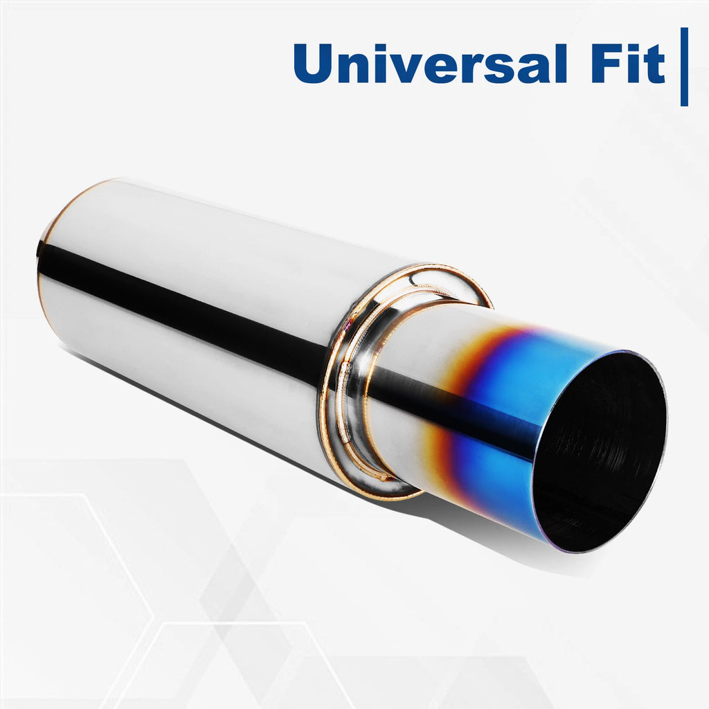 2" Straight-Through Exhaust Muffler with 3" Burnt Diagonal Tip for