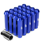 20Pcs J2 7075 Forged Aluminum M12x1.25 Open-End Lug Nut Set w/Adapter Blue