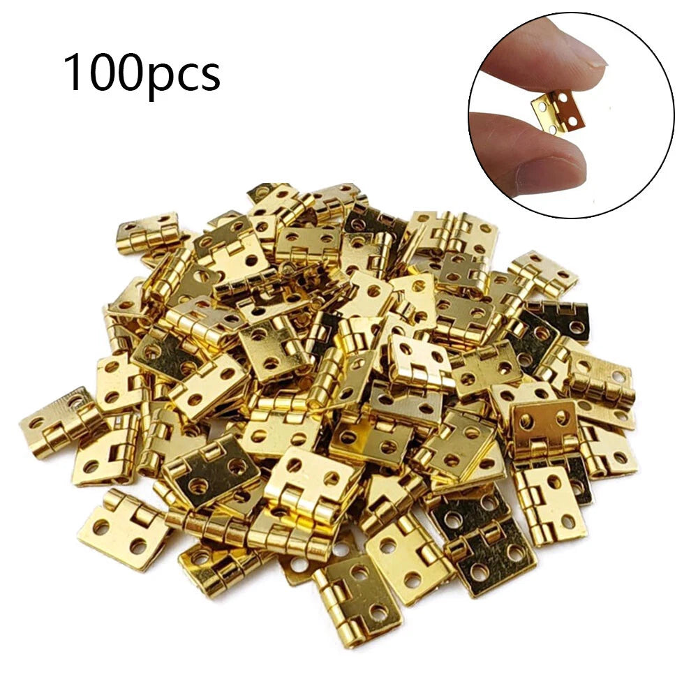 100pcs Mini Brass Hinges for Craft Door Box Doll House (8x10mm)