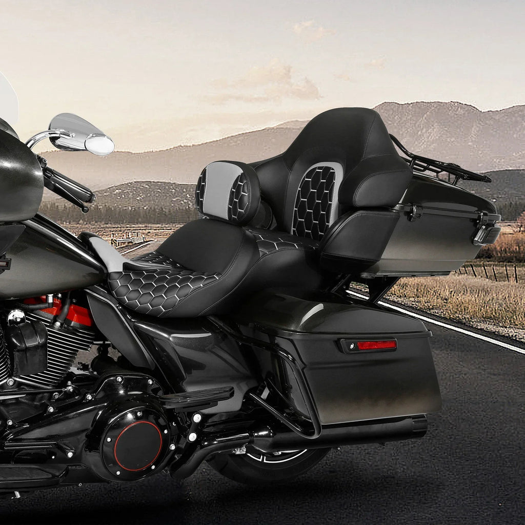 Seat Backrest Driver & Passenger Black Grey for Harley Road Glide (2014-2023)