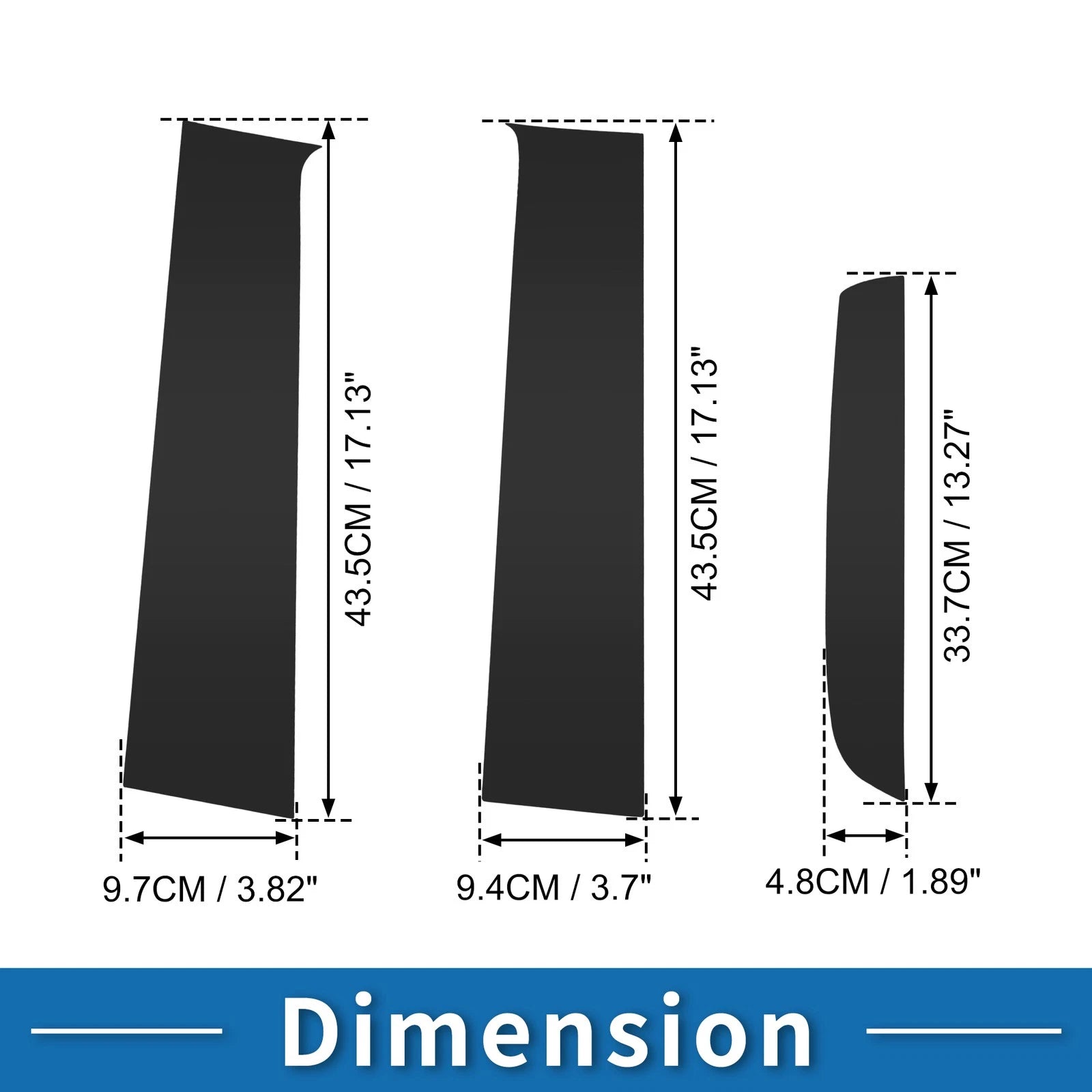 Set of 6 Door Pillar Window Trim for Ford Ranger (2023–2024) Black