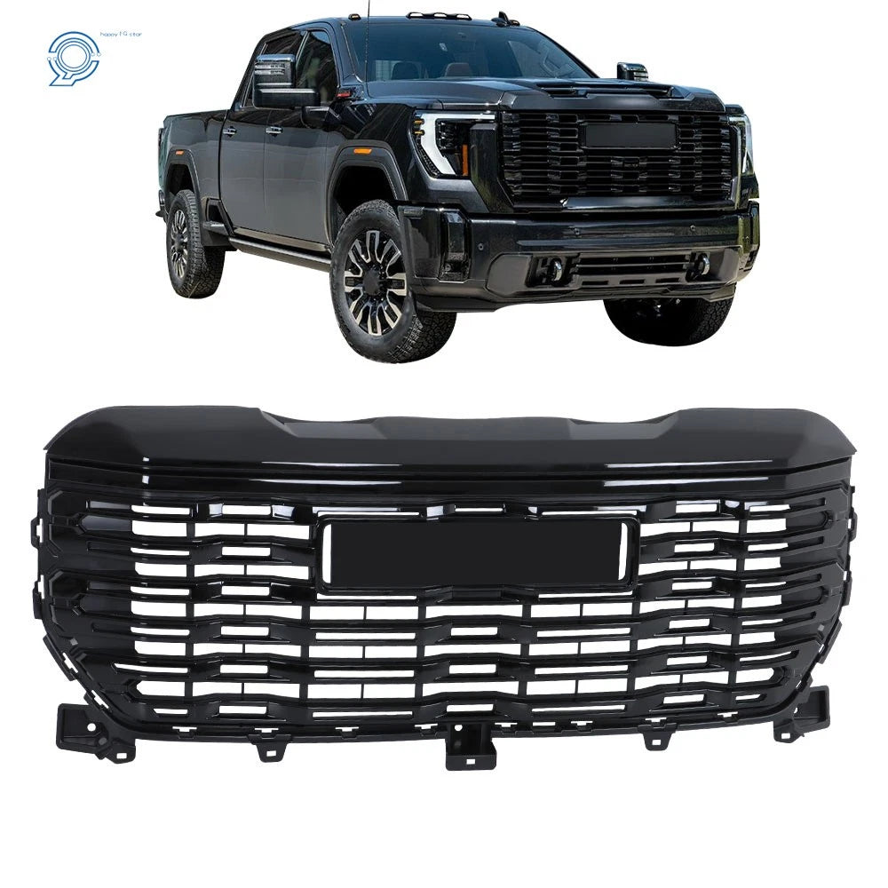 Front Upper Grille Assembly for GMC Sierra 1500 Denali (2022–2024) Gloss Black
