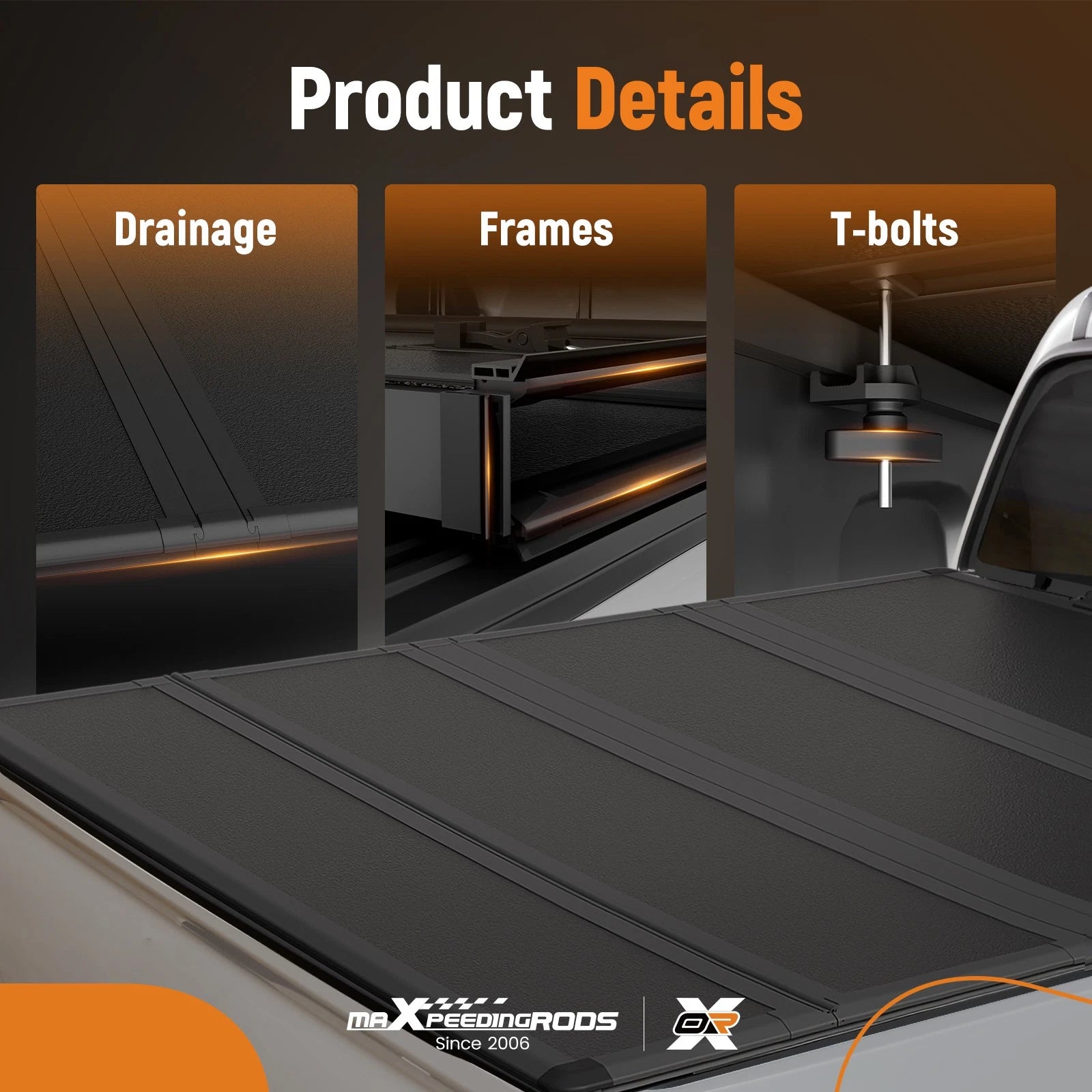 5.5ft 4-Fold Tonneau Cover Hard for Ford F-150 (2015–2026) with LED Lamp