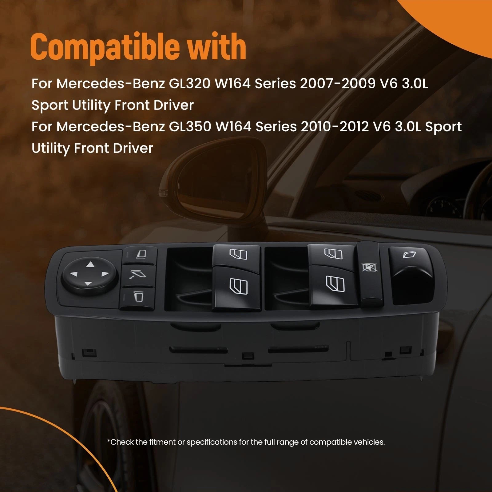 Driver Side Window Control Switch for Mercedes GL450 GL550 (2007–2012) 2518300590 3Pins