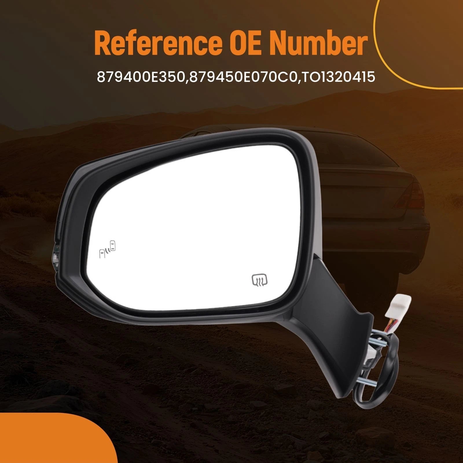 Heated Left Side Mirror for Toyota Highlander Hybrid (2020–2023) TO1320415
