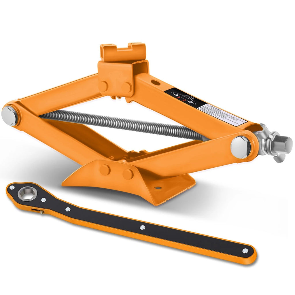 2 Ton Hydraulic Scissor Lift Jack with Ratchet Wrench (3.85-17.4 in, 4409 lbs)