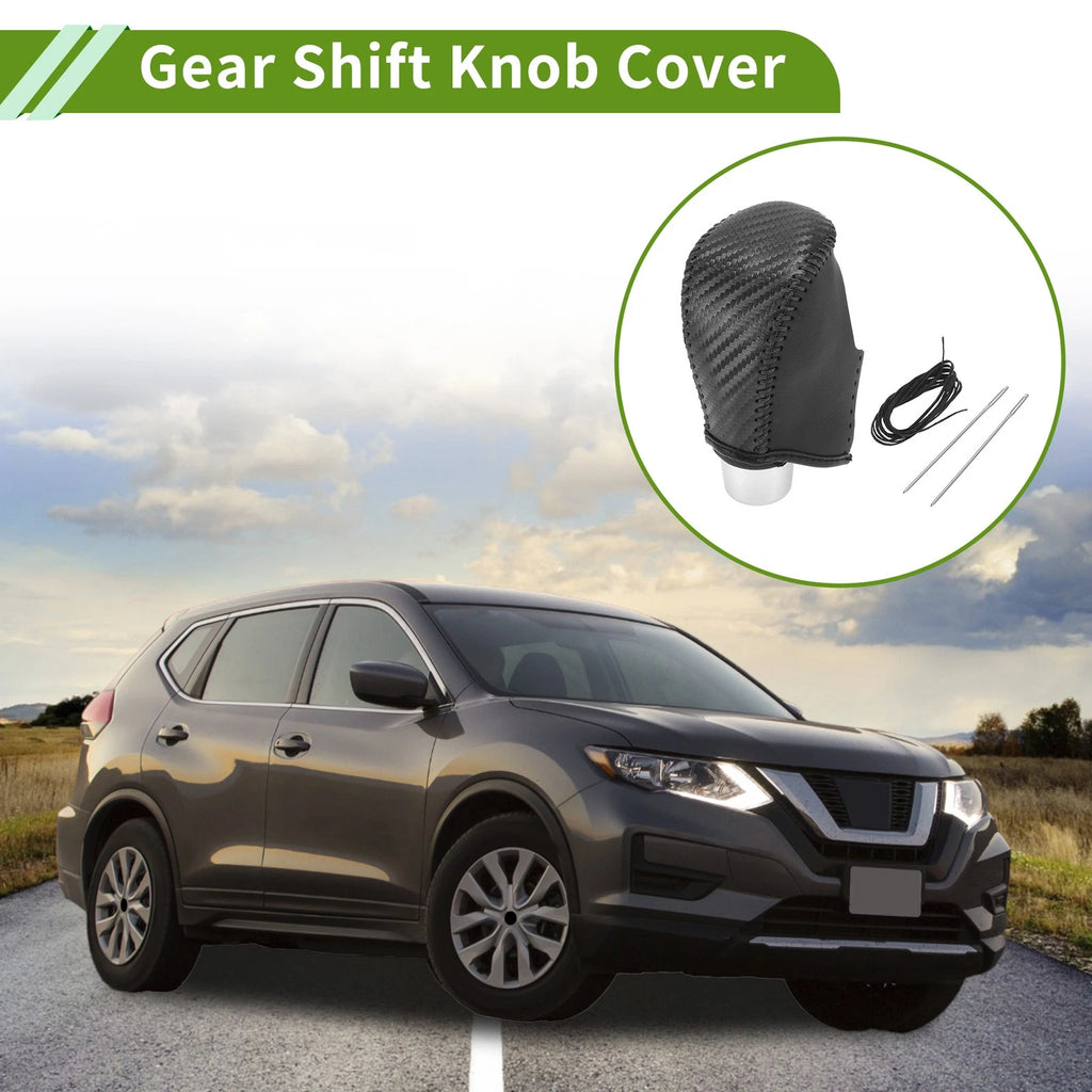 Gear Shift Knob Cover for Nissan Rogue (2017–2020) Black Carbon Fiber