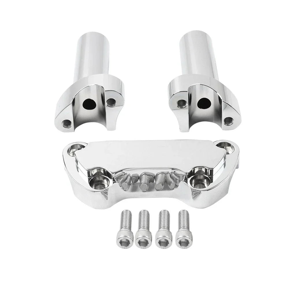 Chrome 4" Risers 1" Handlebar Clamp for Harley Fat Boy, Low Rider, Softail