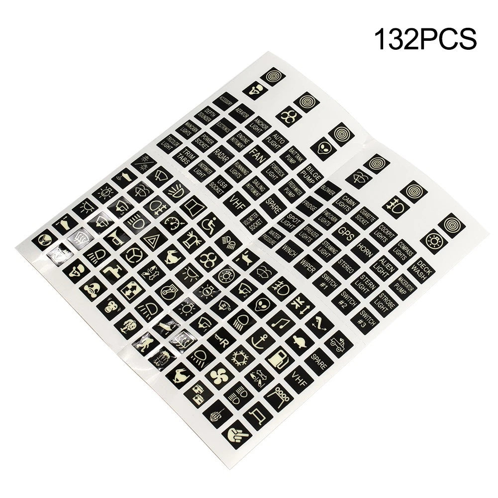 132pcs Switch Sticker Labels Decal for Car Marine Accessory Parts