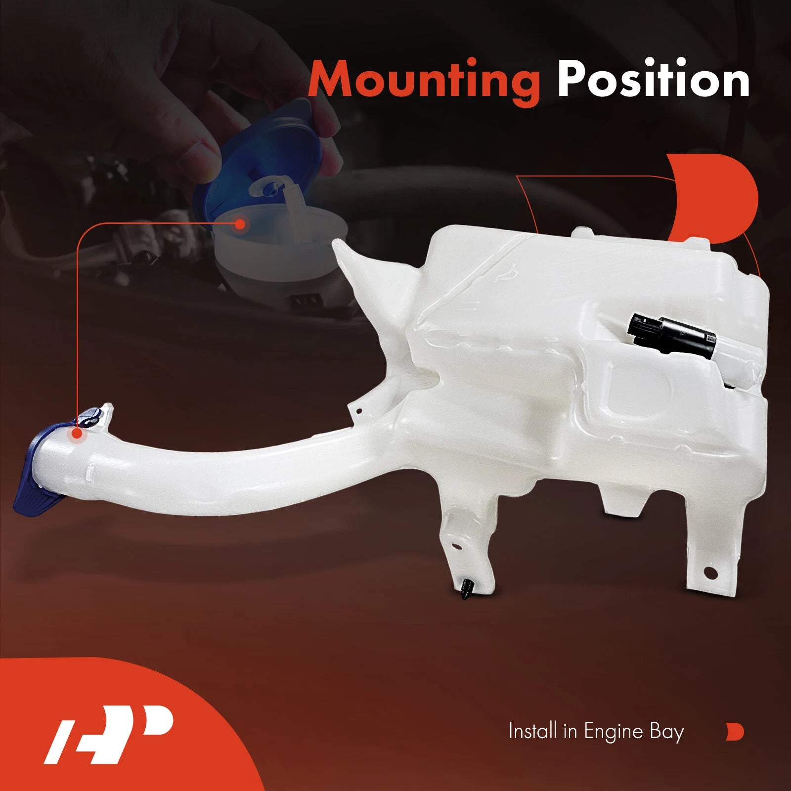 Windshield Washer Reservoir Tank with Cap for Ford Fusion (2013–2014)