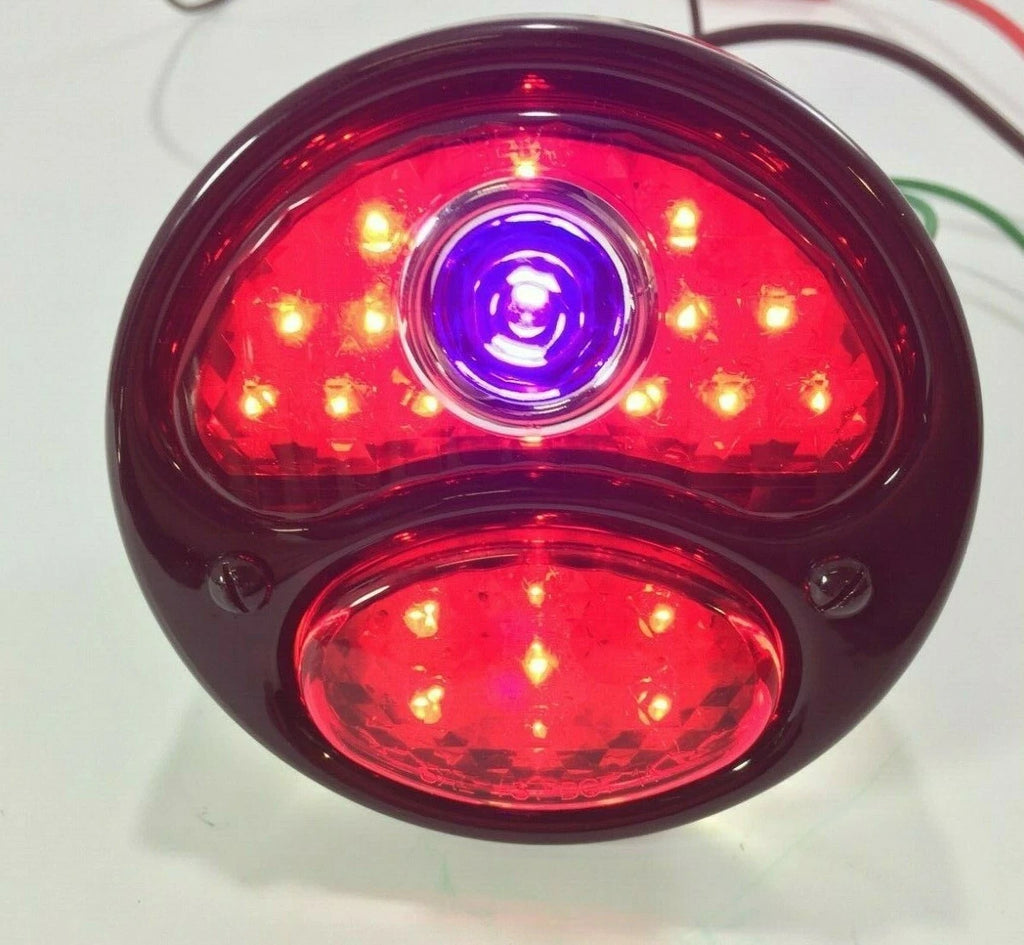 LED Tail Light Stop Light Blue Dot Black Housing Left for Ford Model A (1928–1931)