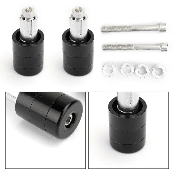 Set of 2 CNC Black 7/8" 22mm Handle Bar Ends Vibration Reducing Sliders