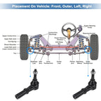 2X Front Outer Tie Rod End Links for Dodge Ram 1500, 2500 