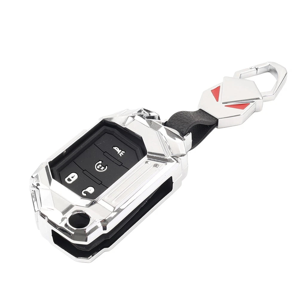 Remote Control Key Fob Cover Case for Jeep Wrangler (2018–2024) Gladiator (2020–2024) Silver