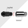20Pc M12X1.25 Black JDM Open End Cone Hex Wheel Lug Nuts + Extension 25mmx50mm