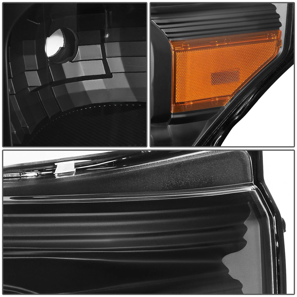 Pair of Black Housing Amber Corner Headlights for Ford Super Duty (2011–2016)