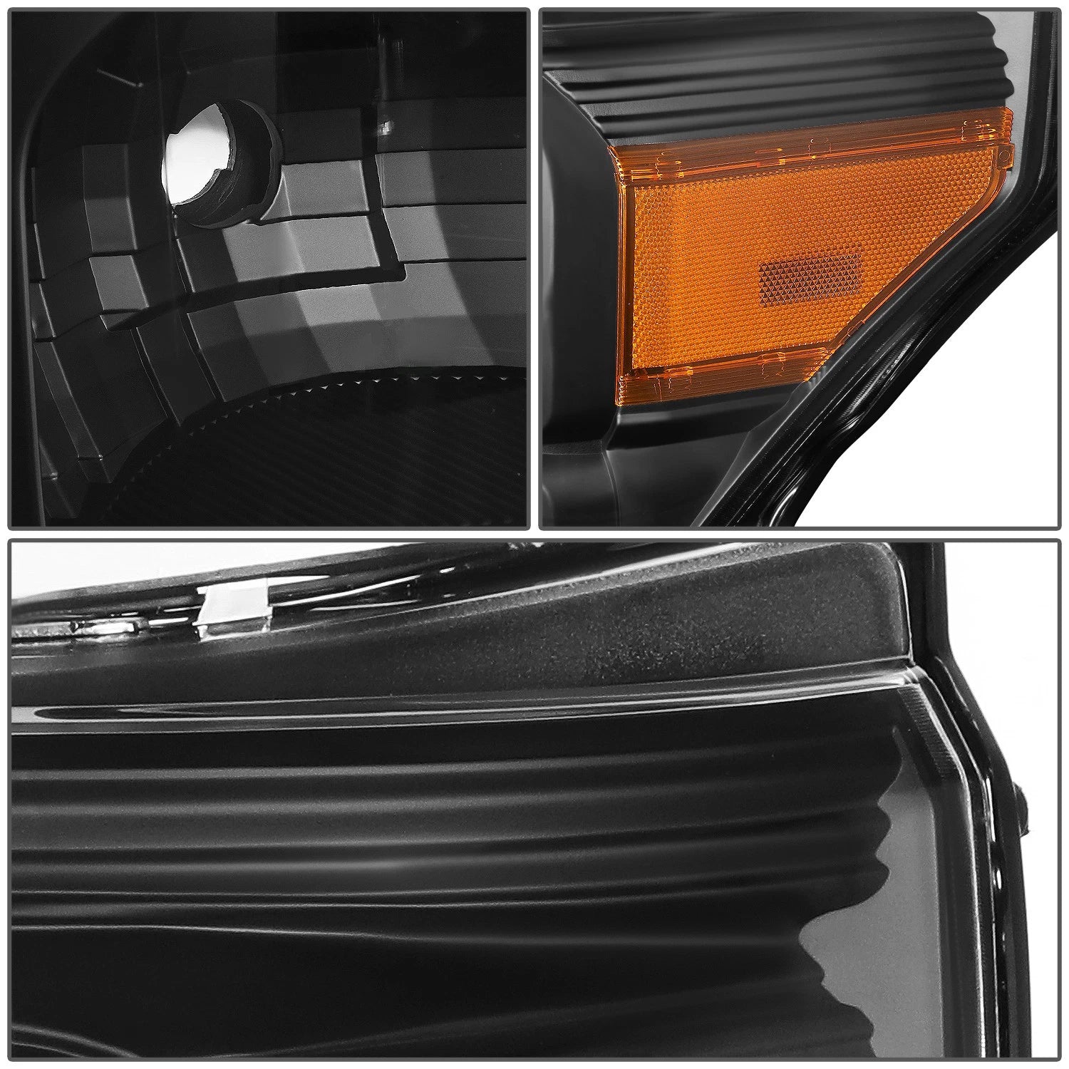 Pair of Black Housing Amber Corner Headlights for Ford Super Duty (2011–2016)