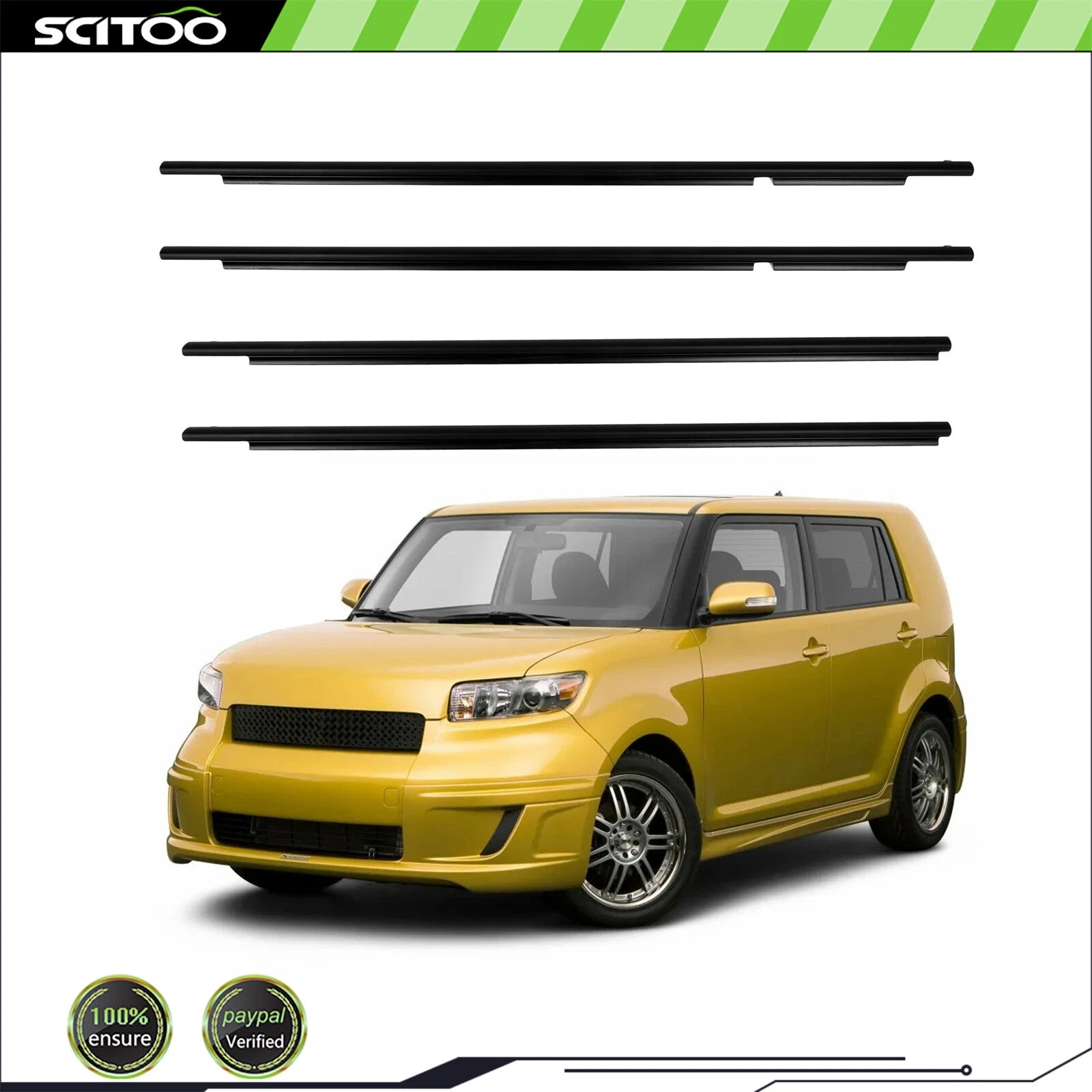 Set of 2 Front & Rear Window Scraper Seal Belt Weatherstrip for Scion xB (2008–2015)
