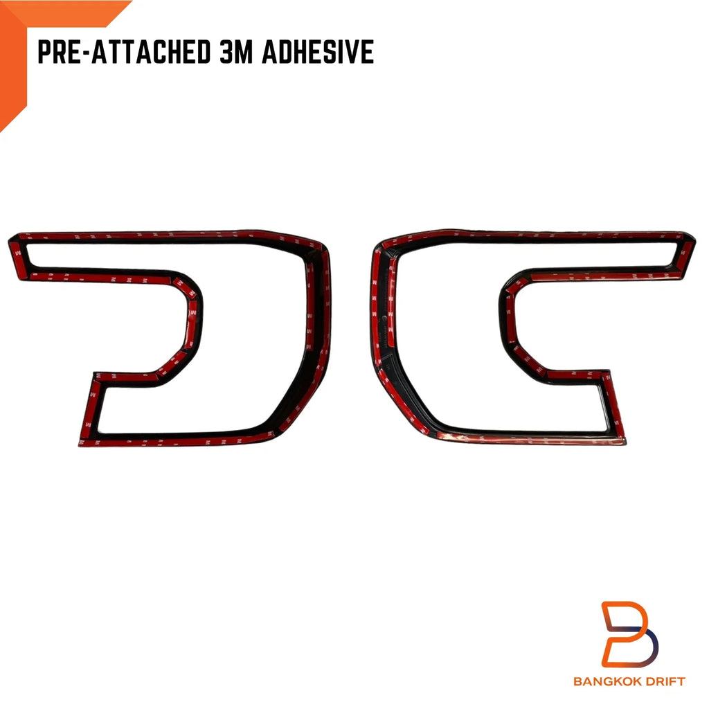 Matte Black Red Headlight Cover Trim for Ford Ranger Raptor (2022-2025)