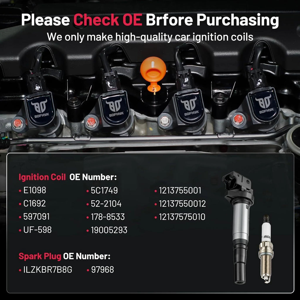Ignition Coil and Iridium Spark Plug Set for Mini Cooper (2007-2016)