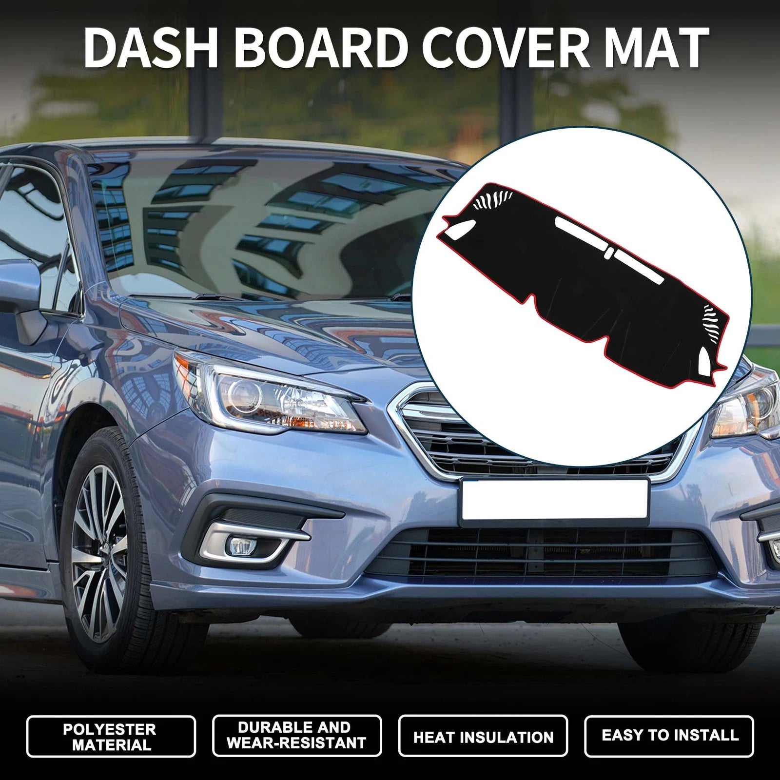 Dashboard Cover Mat for Subaru Levorg (2014–2020) Black Red Sun Protector