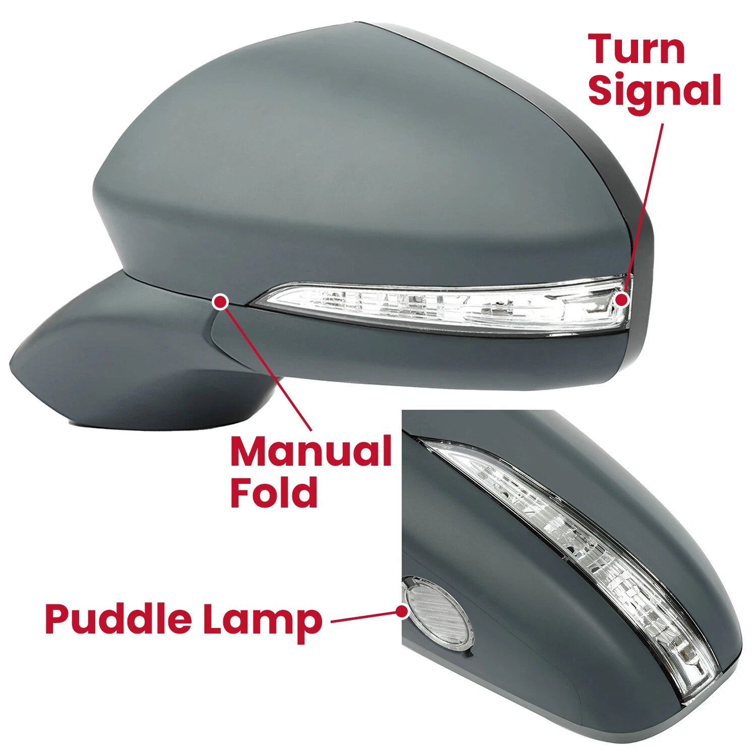 Power Mirror Set for Ford Fusion S SE (2013–2016) LH RH Heated Paintable