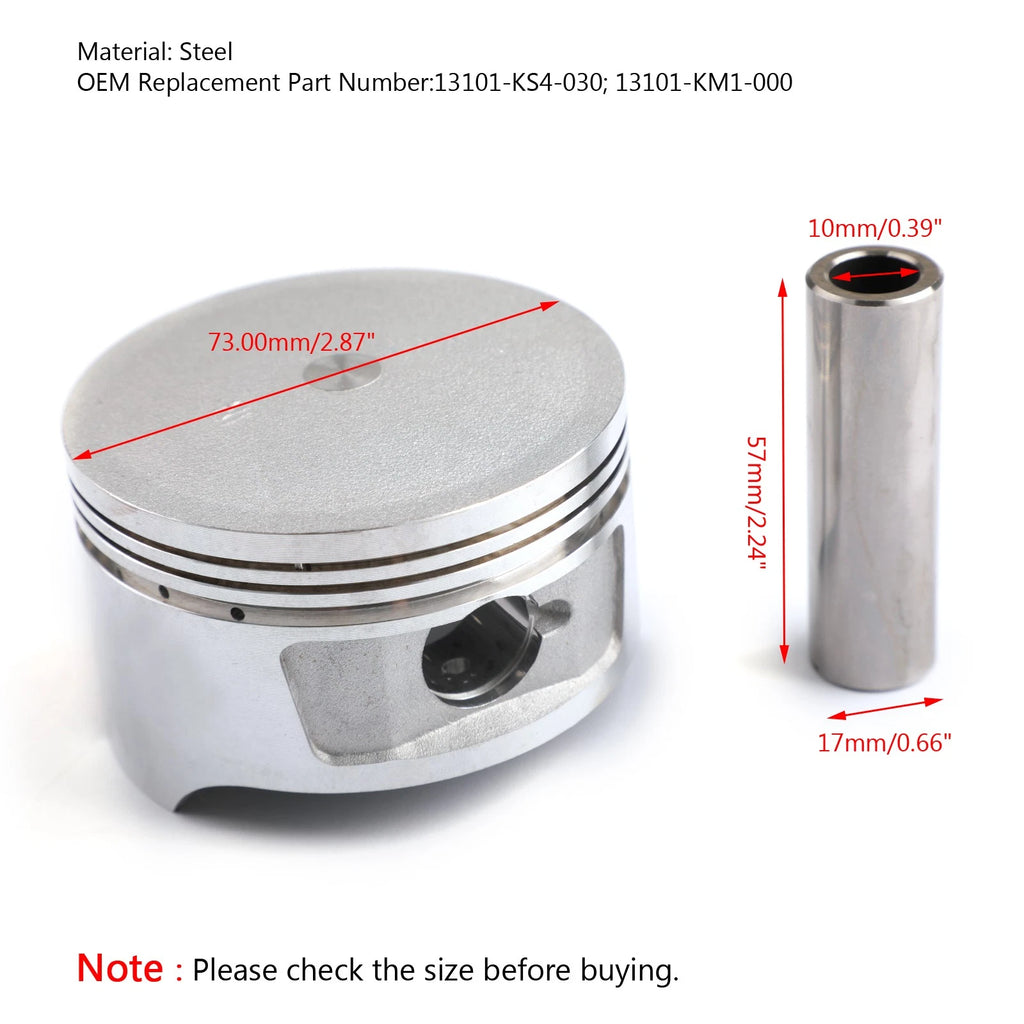 Piston Kit 73.00mm for Honda Helix CN250 (1986–2007) 13101-KS4-030