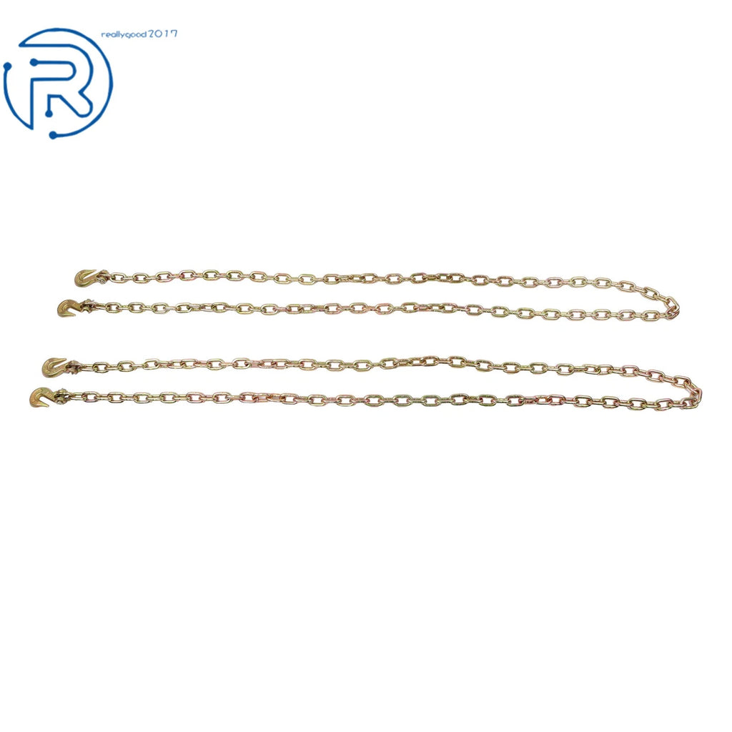 Set of 2 G80 Tie Down Tow Chains with Hooks for Various Vehicles 