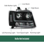 Clear Black LED DRL Headlights for Chevy Avalanche Tahoe Suburban (2007–2014)