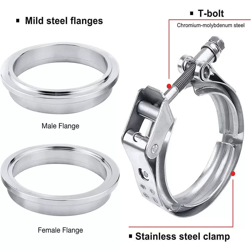 4x V-band Clamp for Exhaust Downpipe (Stainless Steel, 4" Inch)