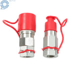 3/4 Inch NPT Flat Face Hydraulic Quick Connect Couplings Set of 2 w/ Caps