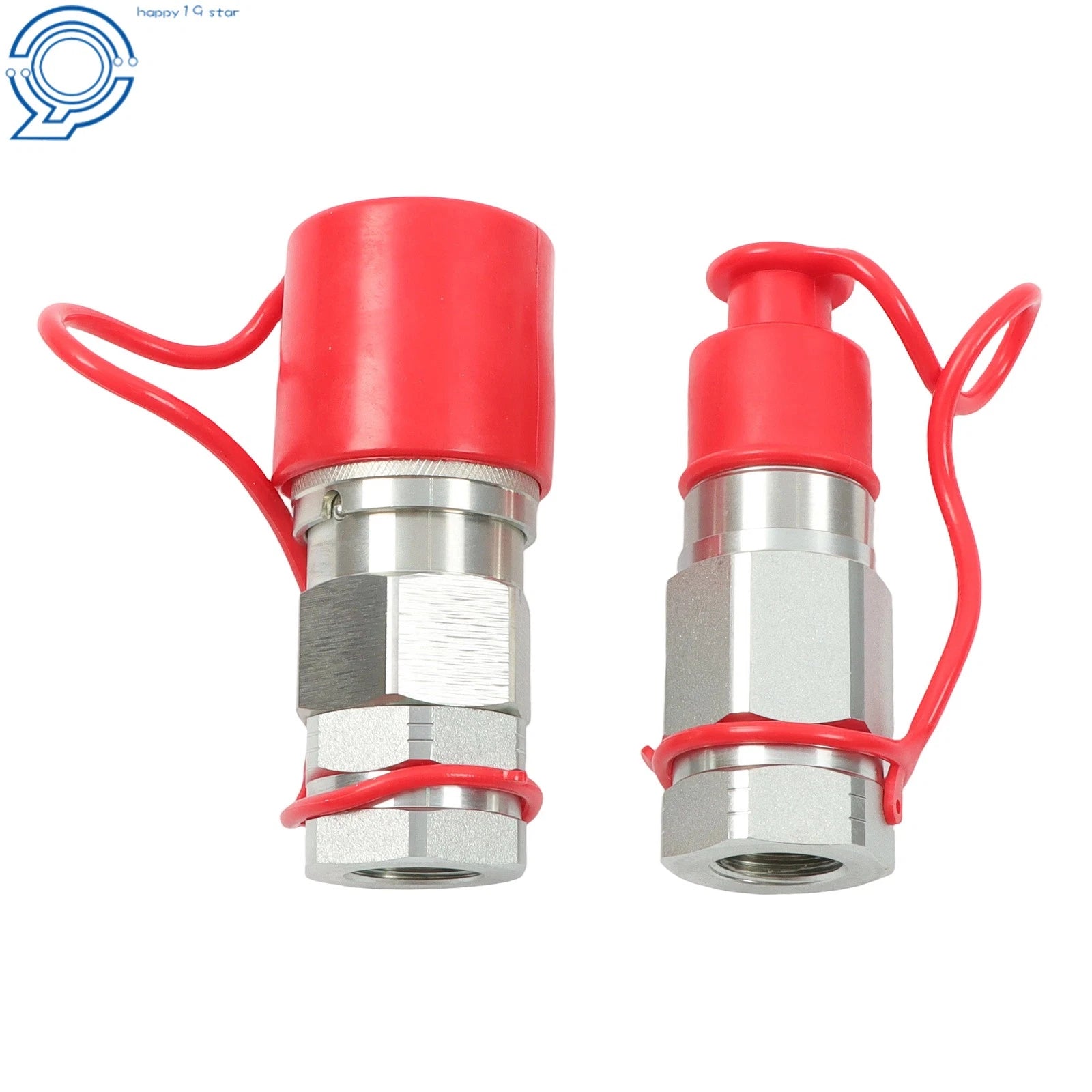 3/4 Inch NPT Flat Face Hydraulic Quick Connect Couplings Set of 2 w/ Caps