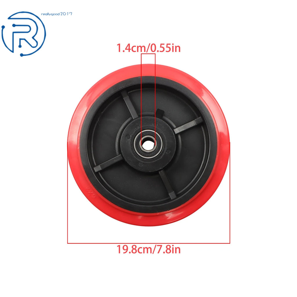 Set of 4 Heavy Duty Polyurethane Caster Wheels 8 Inch 1/2" Bore Axle