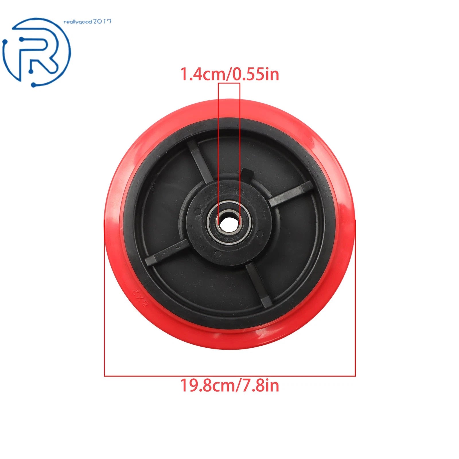 Set of 4 Heavy Duty Polyurethane Caster Wheels 8 Inch 1/2" Bore Axle