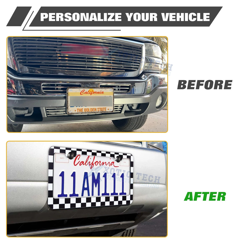 Checkered Flag License Plate Frame for Universal Vehicles (2018-2024)
