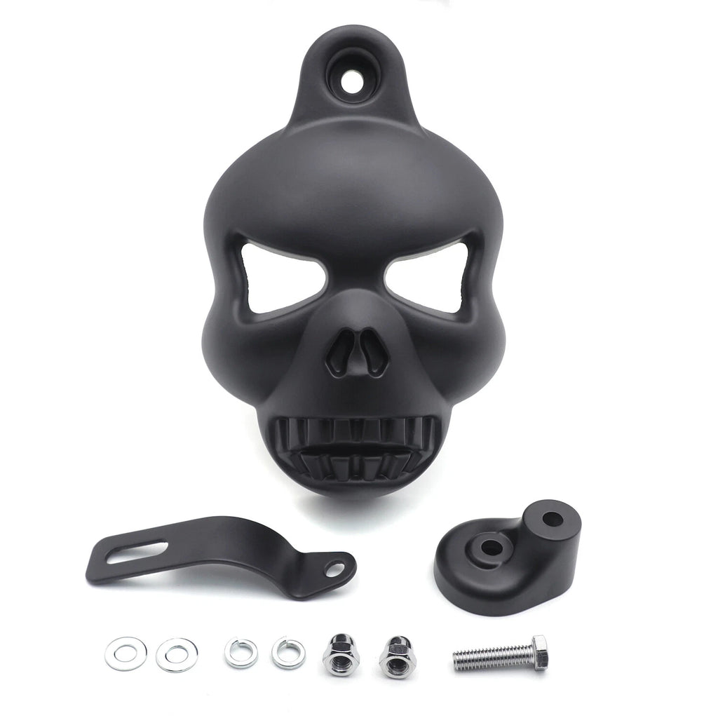 Black Skull Horn Cover for Harley Big Twins V-Rods (1992–2020)
