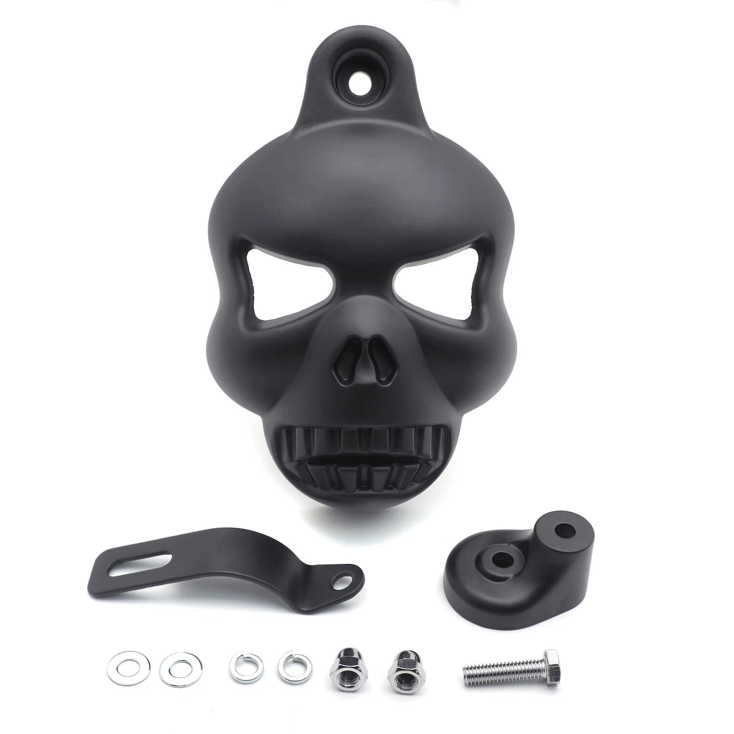 Black Skull Horn Cover for Harley Big Twins V-Rods (1992–2020)