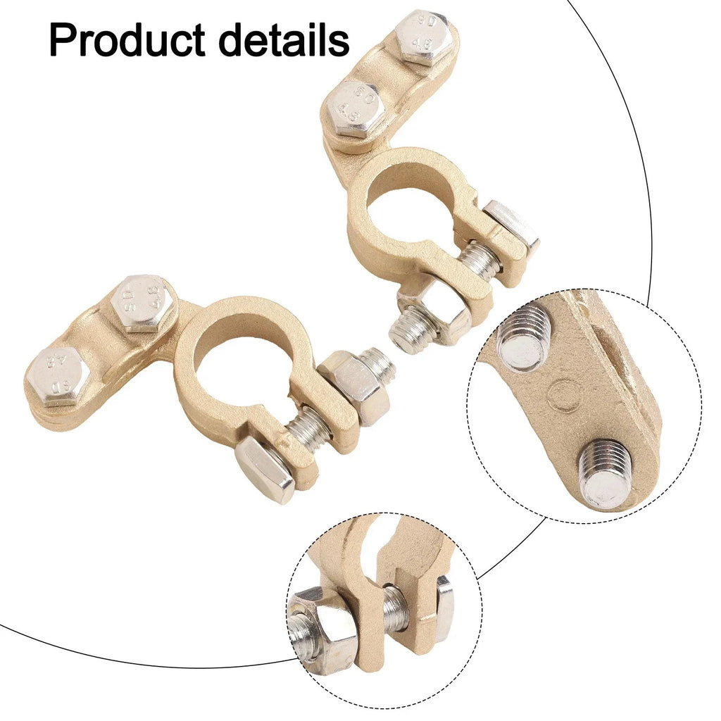 2 x Battery Pole Terminals with Clear Labels
