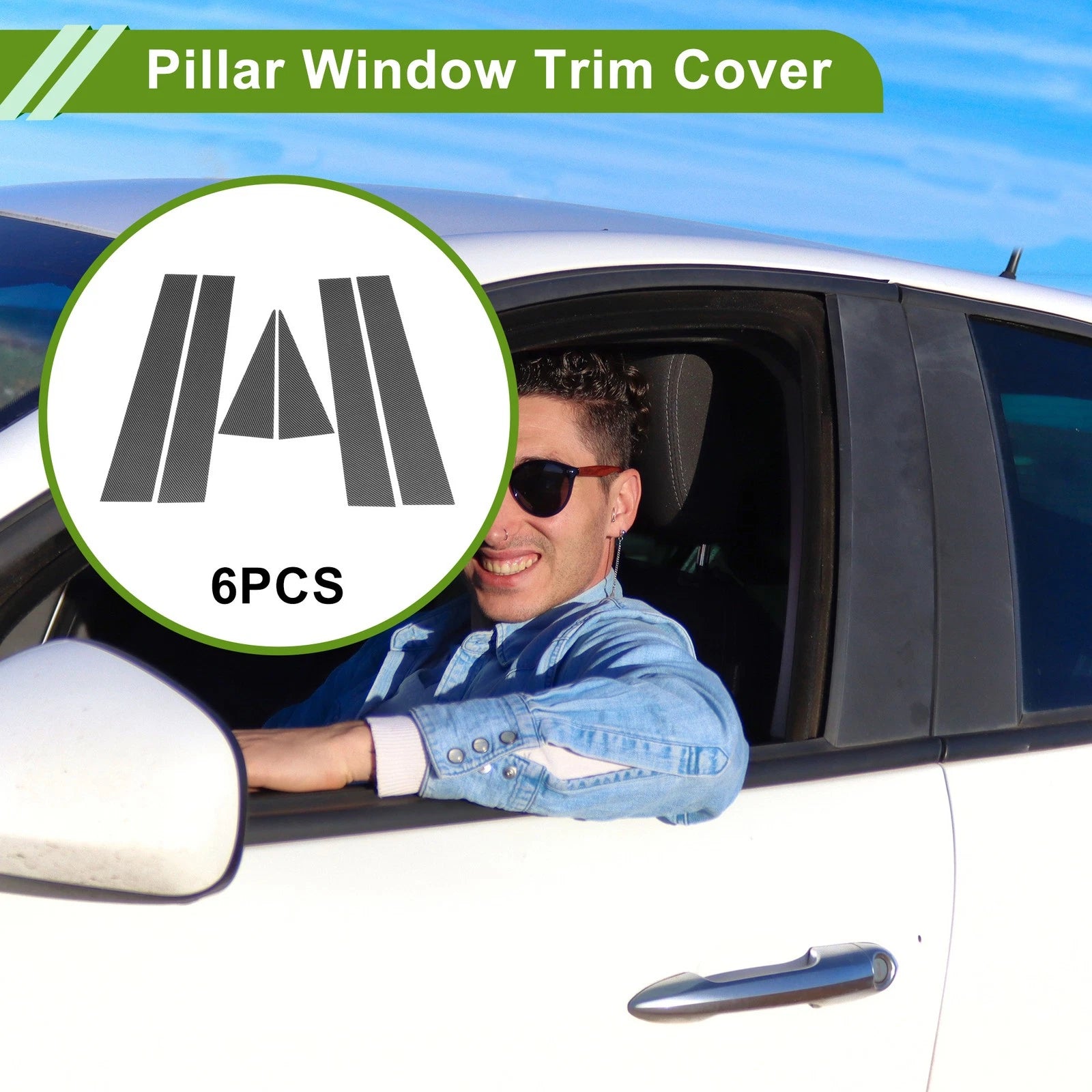 6pcs Pillar Window Trim for Chevy Captiva (2006–2015) Carbon Fiber Black