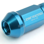 Set of 20 Open End M12x1.5 50mm Tall Sky Blue Aluminum Lug Nuts + Adapter
